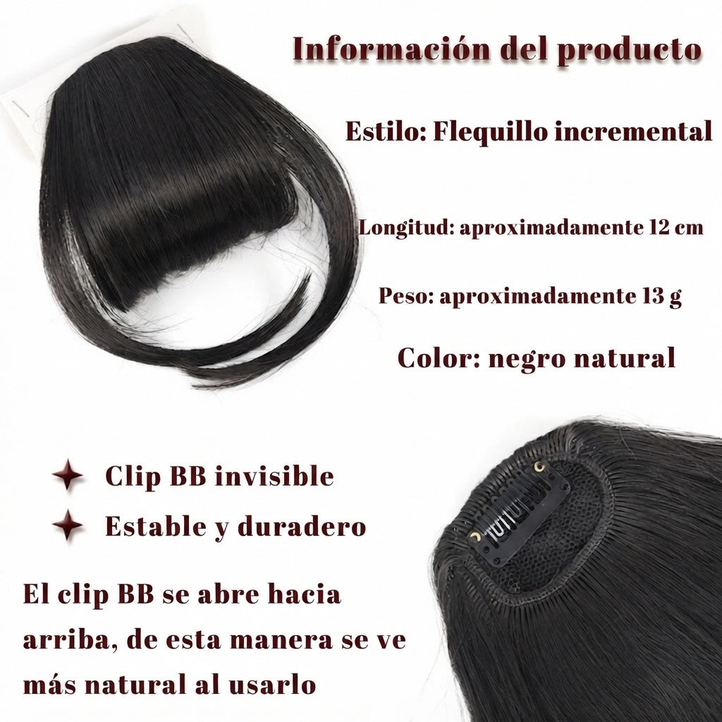 Flequillo Postizo con Broches - Cabello Humano Natural