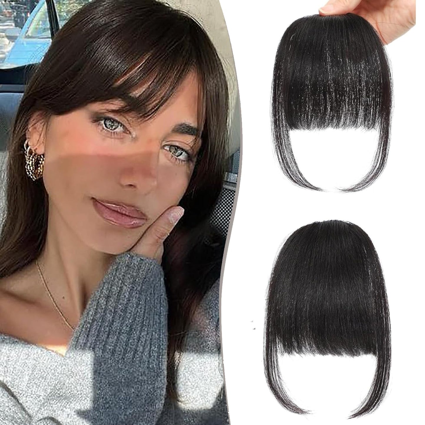 Flequillo Postizo con Broches - Cabello Humano Natural